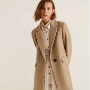 Mango structured wool camel coat